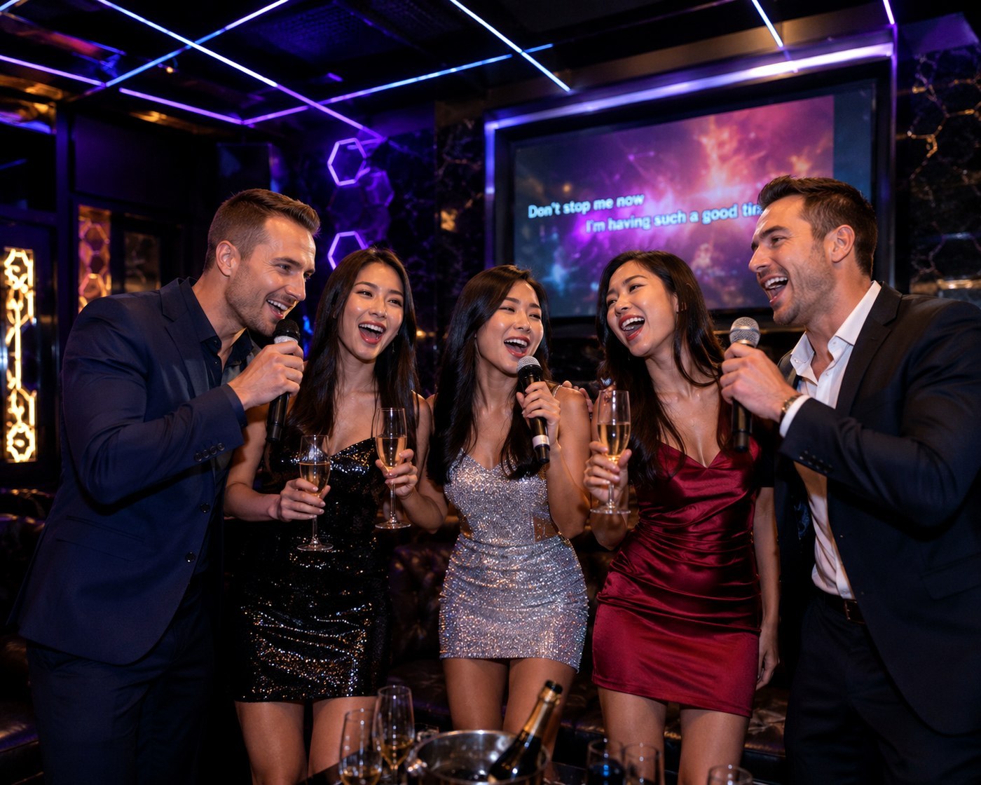 Luxury gold private karaoke lounge in Da Nang